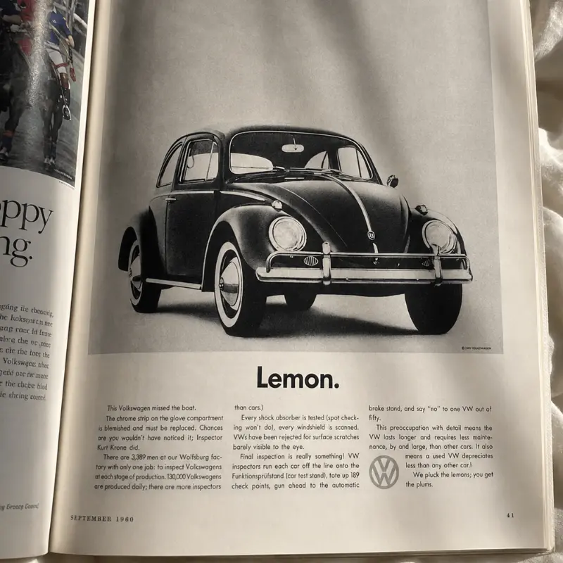 Volkswagen Beetle Lemon print advertisement